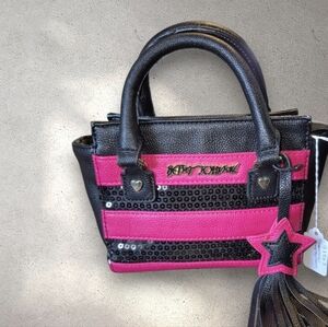 Betsey Johnson Black and Pink Mini Bag with Star Charm